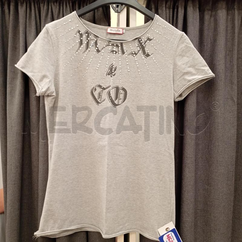 T SHIRT DONNA MAX-CO GRIGIA STRASS  | Mercatino dell'Usato Burolo 1