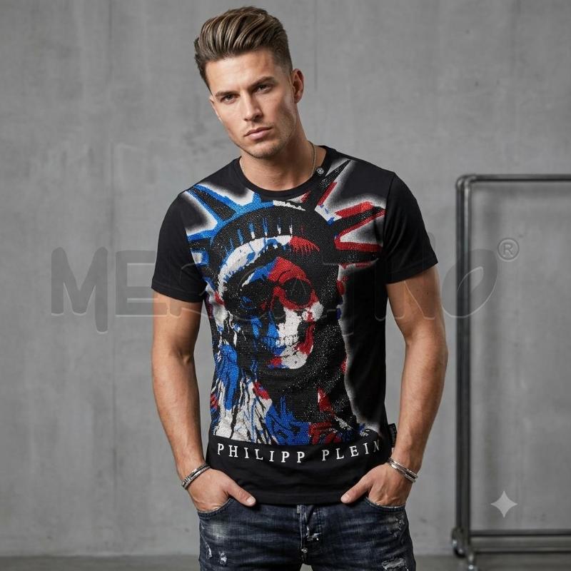T SHIRT UOMO PHILIPP PLEIN COTONE NERO GRAFICA | Mercatino dell'Usato Burolo 1
