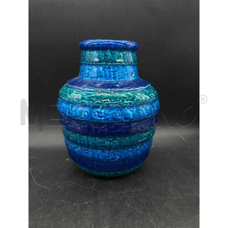 VASO CERAMICA A RIGHE VERDE BLU | Mercatino dell'Usato Burolo 1