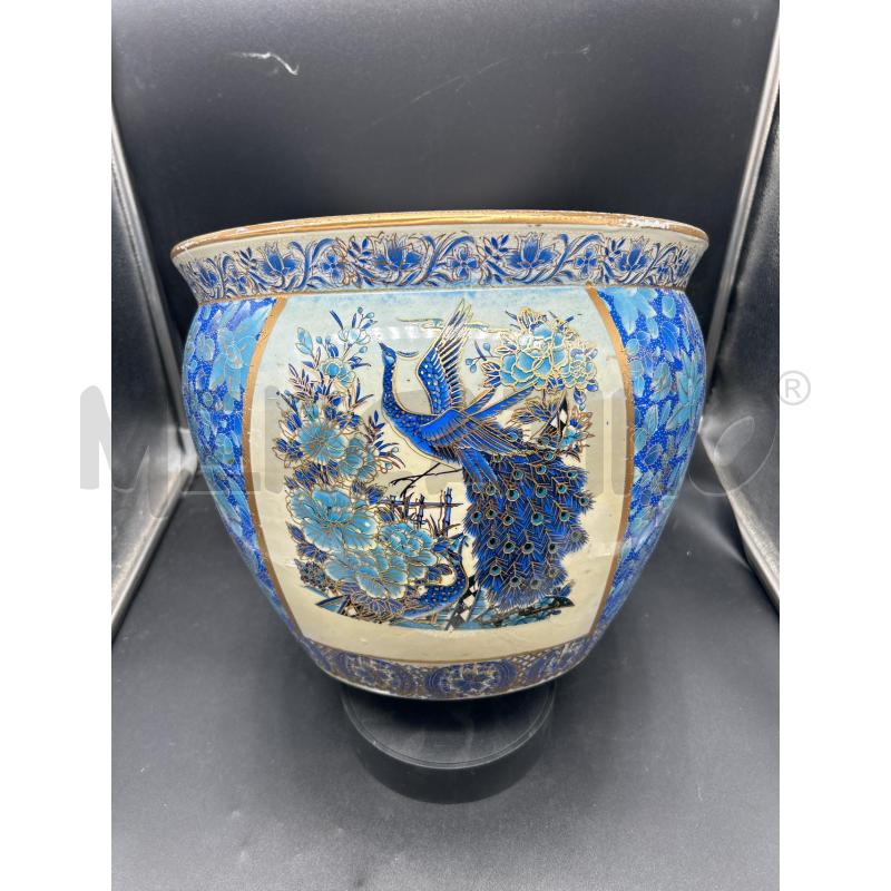 VASO CERAMICA BIANCO CON PAVONE | Mercatino dell'Usato Burolo 1