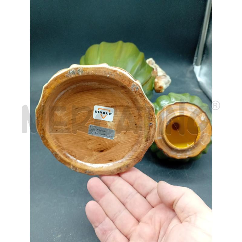 VASO CERAMICA VERDE DIPINTA CON FIORI | Mercatino dell'Usato Burolo 3