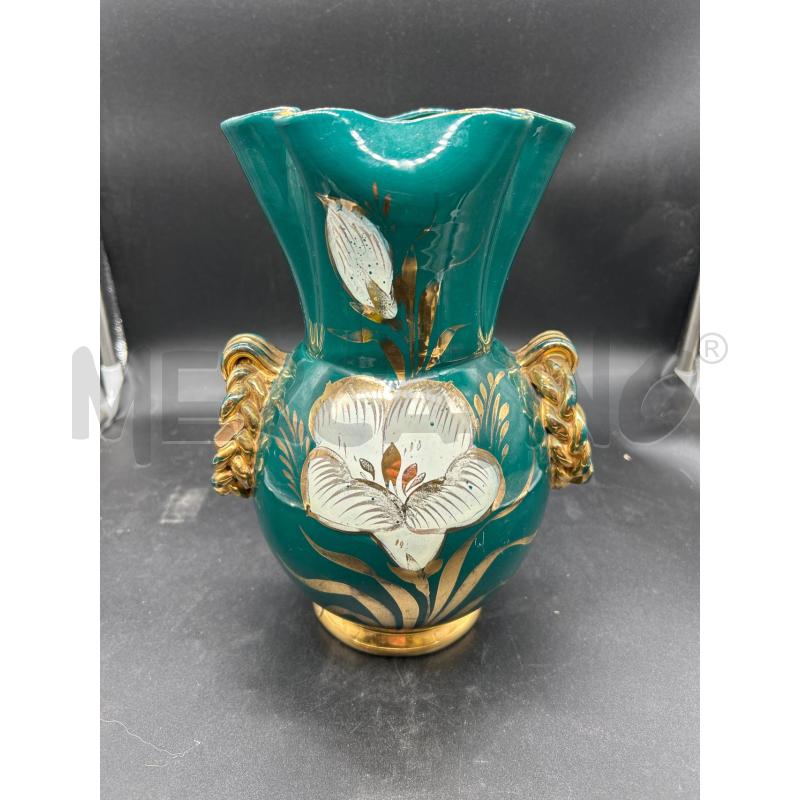 VASO CERAMICA VERDE DORATO | Mercatino dell'Usato Burolo 1
