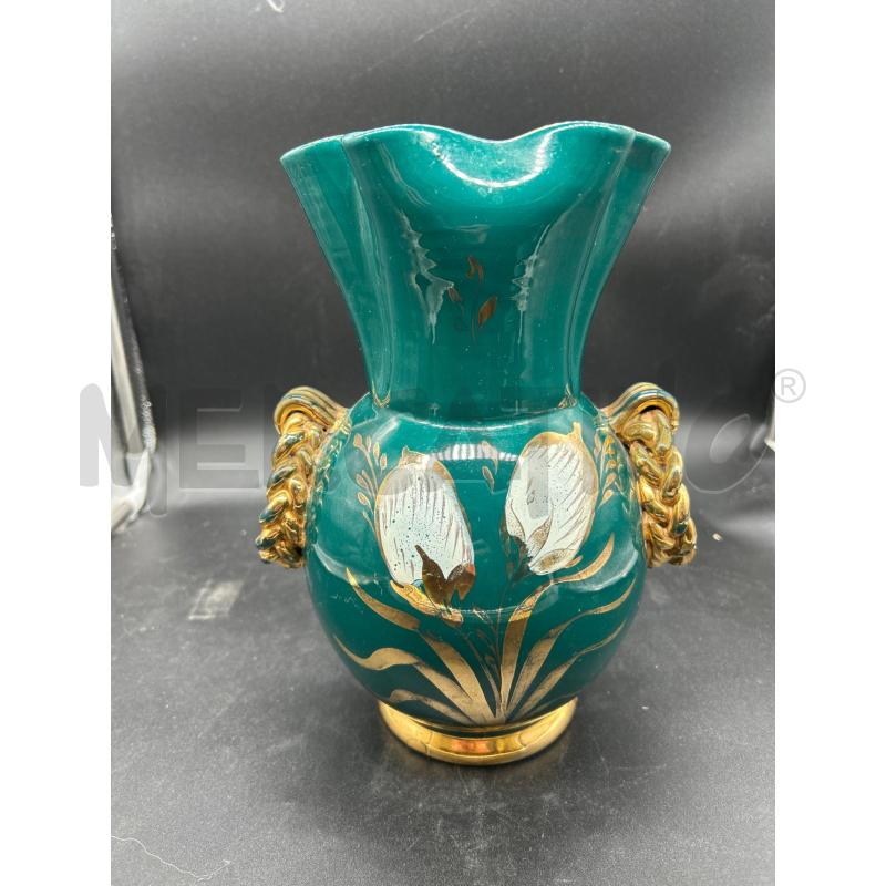 VASO CERAMICA VERDE DORATO | Mercatino dell'Usato Burolo 2