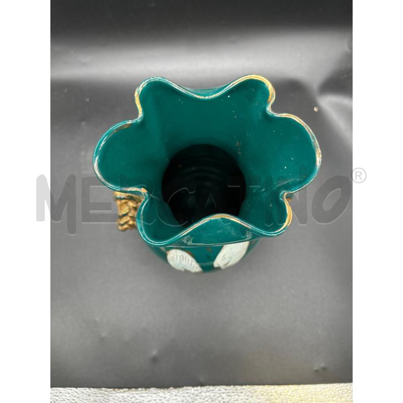 VASO CERAMICA VERDE DORATO | Mercatino dell'Usato Burolo 3