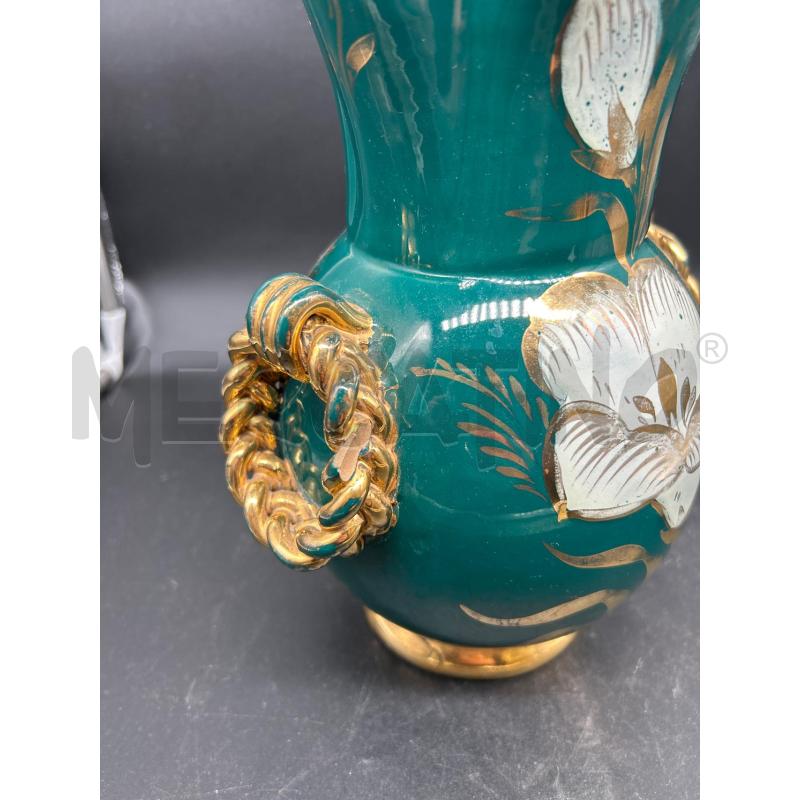 VASO CERAMICA VERDE DORATO | Mercatino dell'Usato Burolo 5