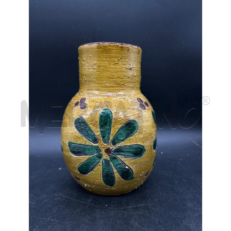 VASO COTTO GIALLO FIORI VERDE | Mercatino dell'Usato Burolo 1
