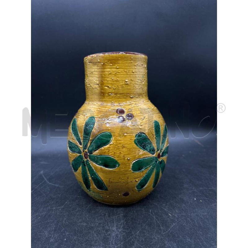 VASO COTTO GIALLO FIORI VERDE | Mercatino dell'Usato Burolo 2