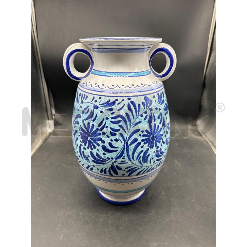 VASO IN TERRACOTTA SMALTATA BIANCA BLU | Mercatino dell'Usato Burolo 2