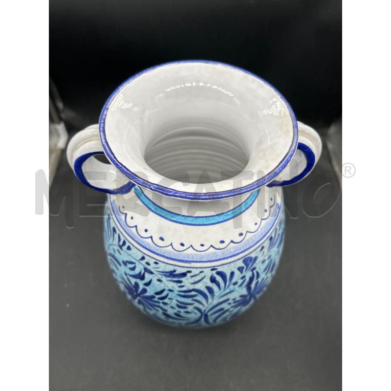 VASO IN TERRACOTTA SMALTATA BIANCA BLU | Mercatino dell'Usato Burolo 3