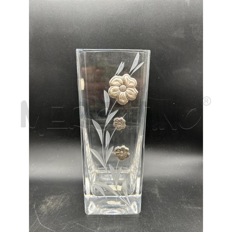 VASO VETRO CON FIORI METALLO | Mercatino dell'Usato Burolo 1