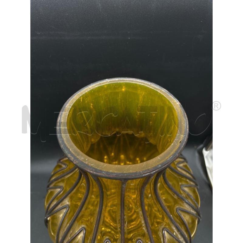 VASO VETRO GIALLO METALLO | Mercatino dell'Usato Burolo 2
