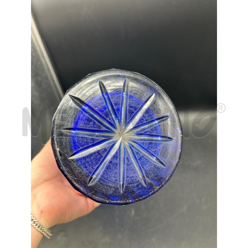 VASO VETRO LAVORATO BLU CON INCISIONI | Mercatino dell'Usato Burolo 3