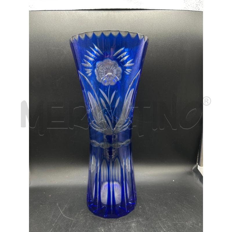VASO VETRO LAVORATO BLU CON INCISIONI | Mercatino dell'Usato Burolo 4