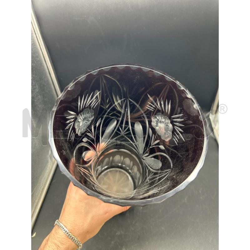 VASO VETRO LAVORATO BORDEAUX | Mercatino dell'Usato Burolo 2