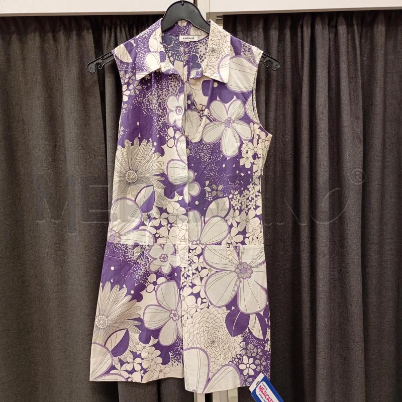 VESTITO DONNA CACHAREL BIANCO FIORI VIOLETTO | Mercatino dell'Usato Burolo 1