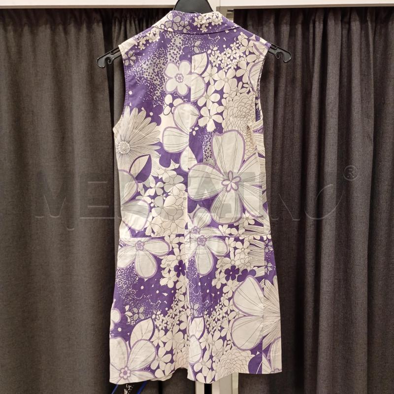 VESTITO DONNA CACHAREL BIANCO FIORI VIOLETTO | Mercatino dell'Usato Burolo 2