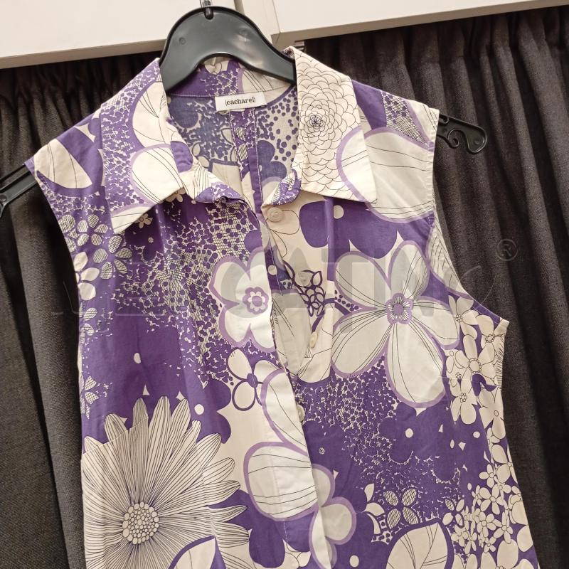 VESTITO DONNA CACHAREL BIANCO FIORI VIOLETTO | Mercatino dell'Usato Burolo 3
