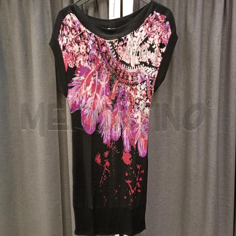 VESTITO DONNA DESIGUAL NERO ROSA SMANICATO VISCOSA | Mercatino dell'Usato Burolo 1