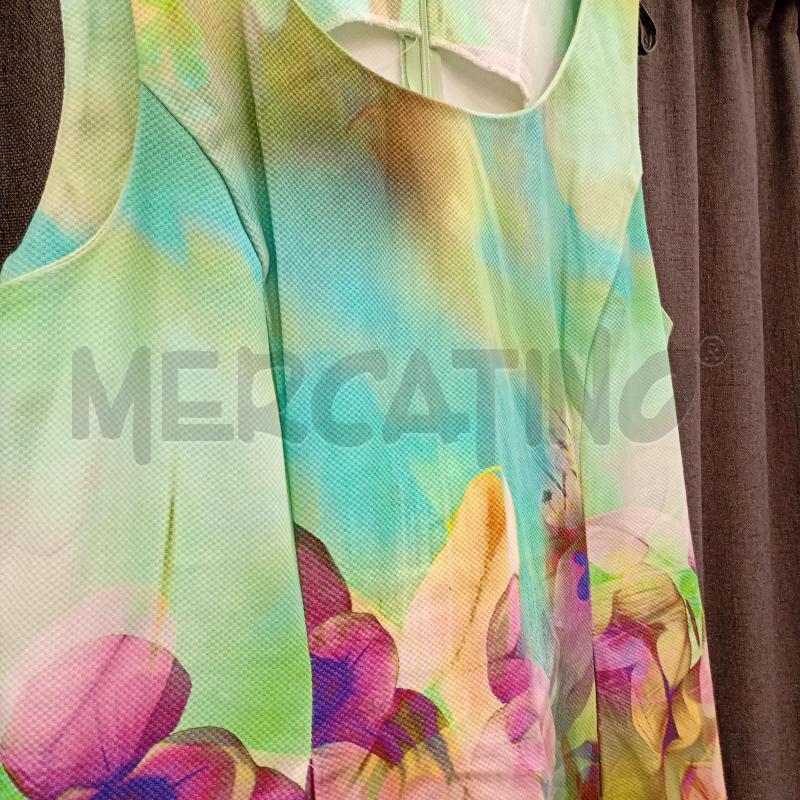 VESTITO DONNA IKO VERDE CHIARO FIORI ROSA | Mercatino dell'Usato Burolo 2