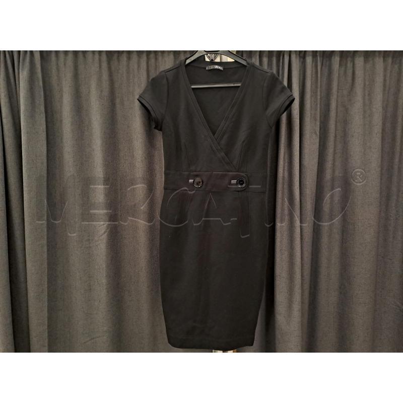 VESTITO DONNA LIUJO NERO SMANICATO BOTTONI FRONTALI SPESSO | Mercatino dell'Usato Burolo 1
