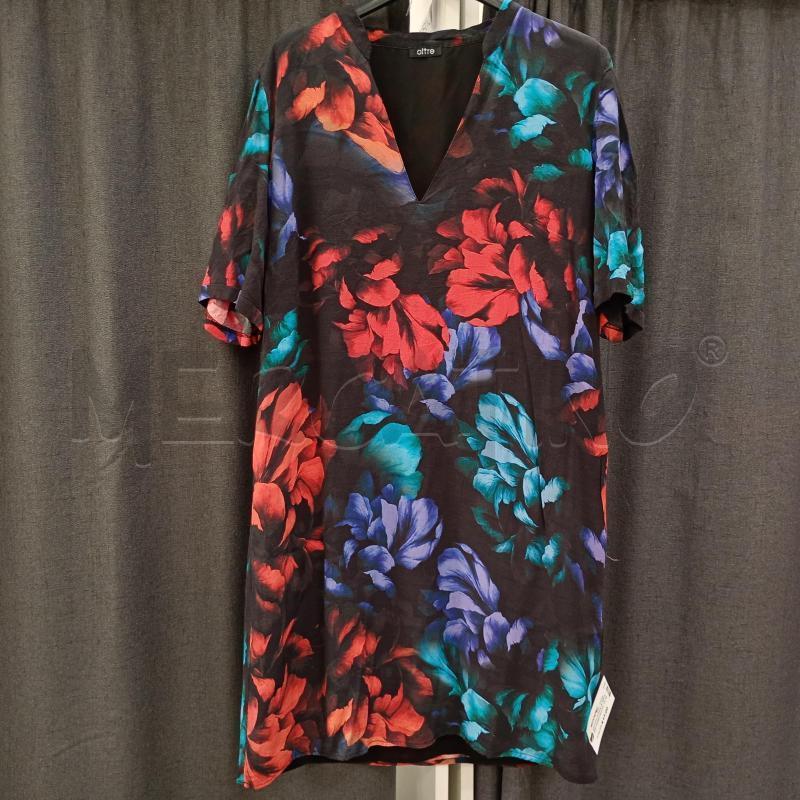 VESTITO DONNA OLTRE NERO FIORIO ROSSO BLU SCOLLO V | Mercatino dell'Usato Burolo 1