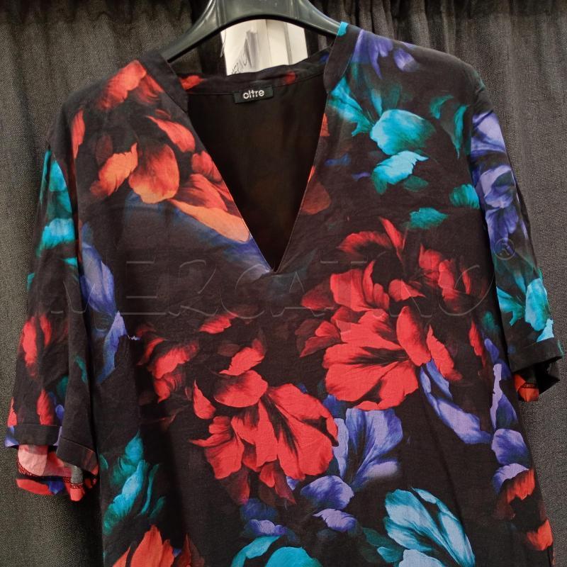 VESTITO DONNA OLTRE NERO FIORIO ROSSO BLU SCOLLO V | Mercatino dell'Usato Burolo 3
