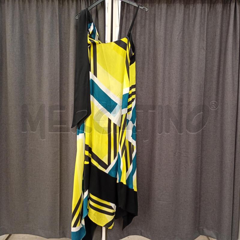 VESTITO DONNA SIMONA CORELLINI NERO CON VERDE FLUO SMANICATO | Mercatino dell'Usato Burolo 2