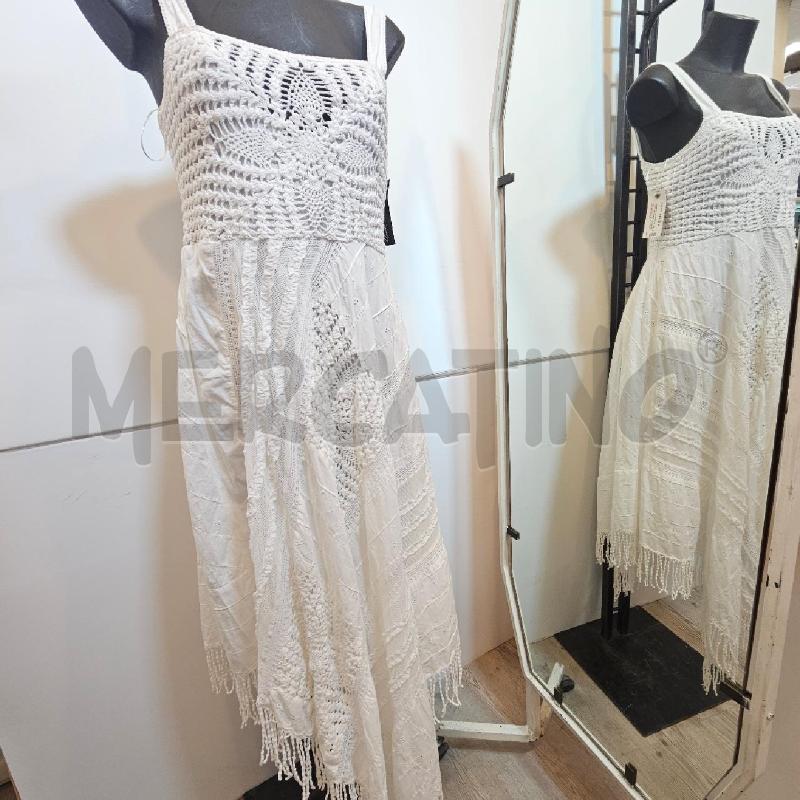 VESTITO DONNA YWINSET BIANCO SANGALLO FRANGETTE SMANICATO SPALLINE | Mercatino dell'Usato Burolo 1