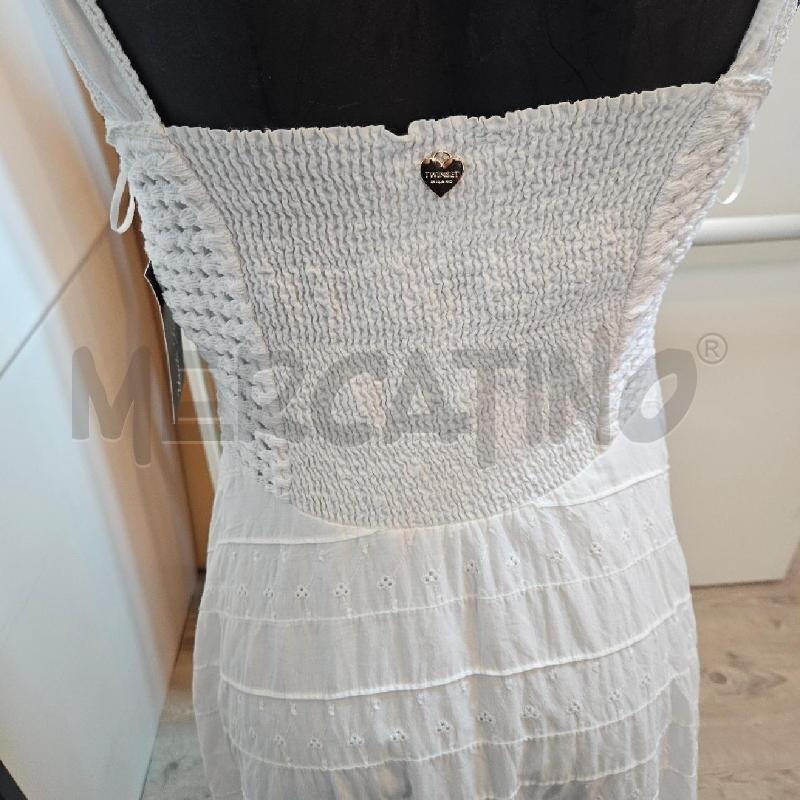 VESTITO DONNA YWINSET BIANCO SANGALLO FRANGETTE SMANICATO SPALLINE | Mercatino dell'Usato Burolo 2