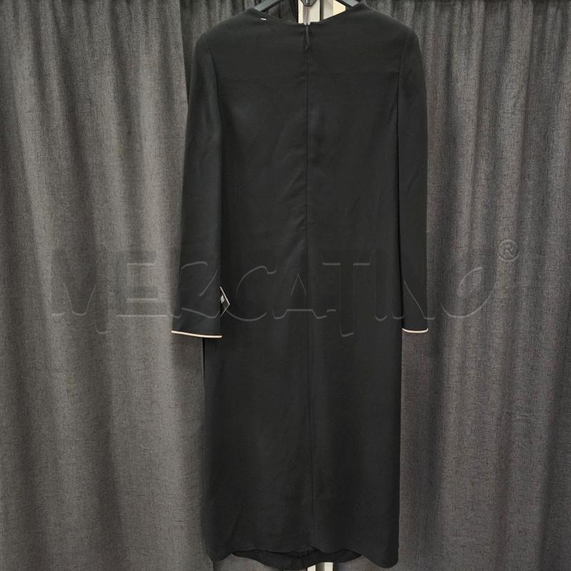 VESTITO GIORGIO ARMANI NERO BORDO BIANCO DRAPPEGGIATO ZIP NELLA SCHIENA | Mercatino dell'Usato Burolo 2