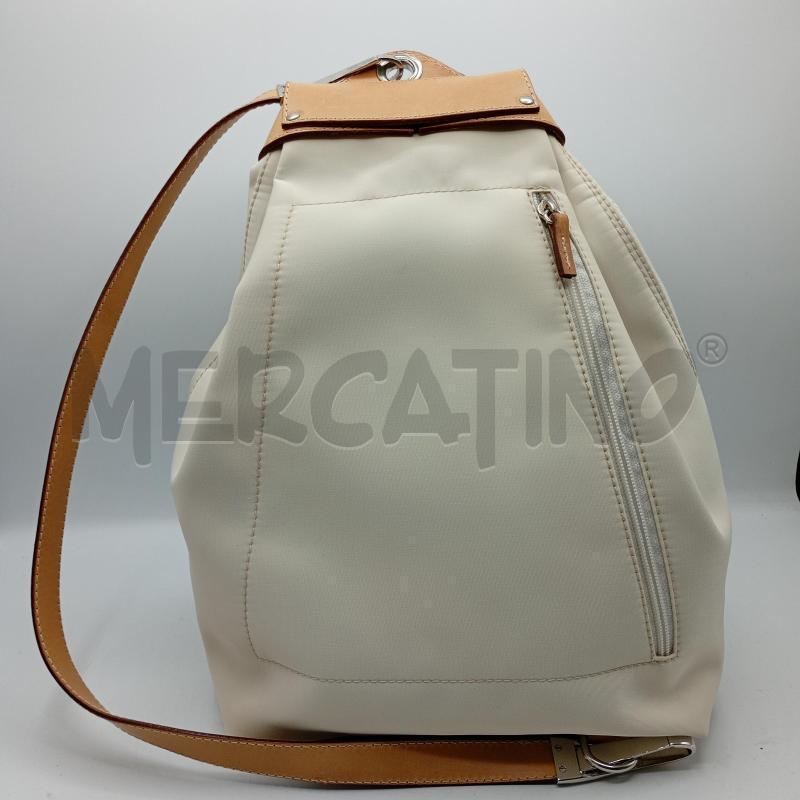 ZAINETTO DONNA GENNY BEIGE MARRONE CUOIO TESSUTO TECNICO | Mercatino dell'Usato Burolo 1