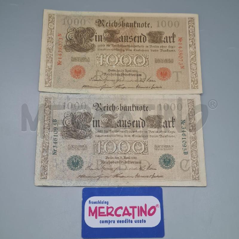 BANCONOTE GERMANIA IMPERO 1000 MARCHI 1910 COPPIA | Mercatino dell'Usato Torino san paolo 1