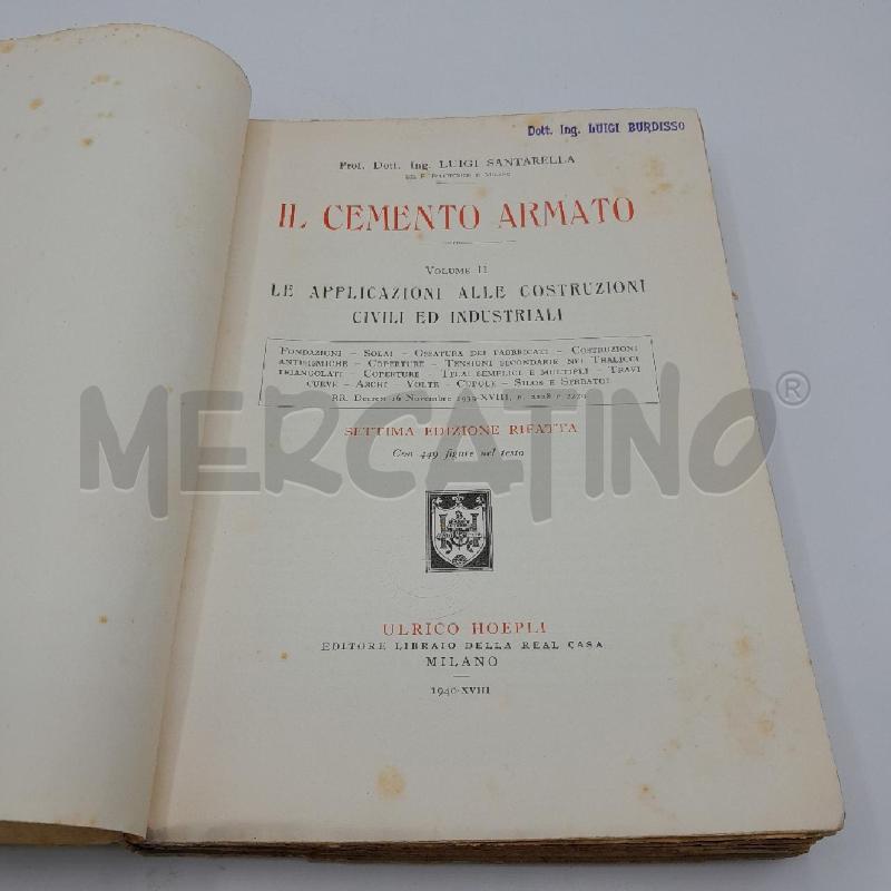COPPIA IL CEMENTO ARMATO L SANTARELLA HOEPLI 1940 | Mercatino dell'Usato Torino san paolo 4