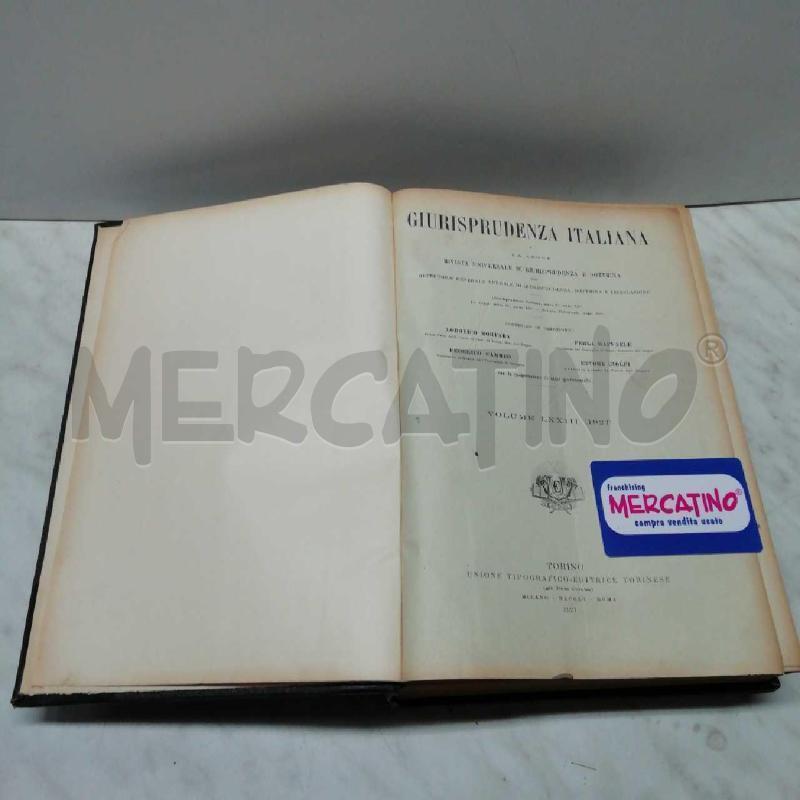LIBRO GIURISPRUDENZA ITALIANA 1921 VOLUME LXXIII | Mercatino dell'Usato Torino san paolo 1
