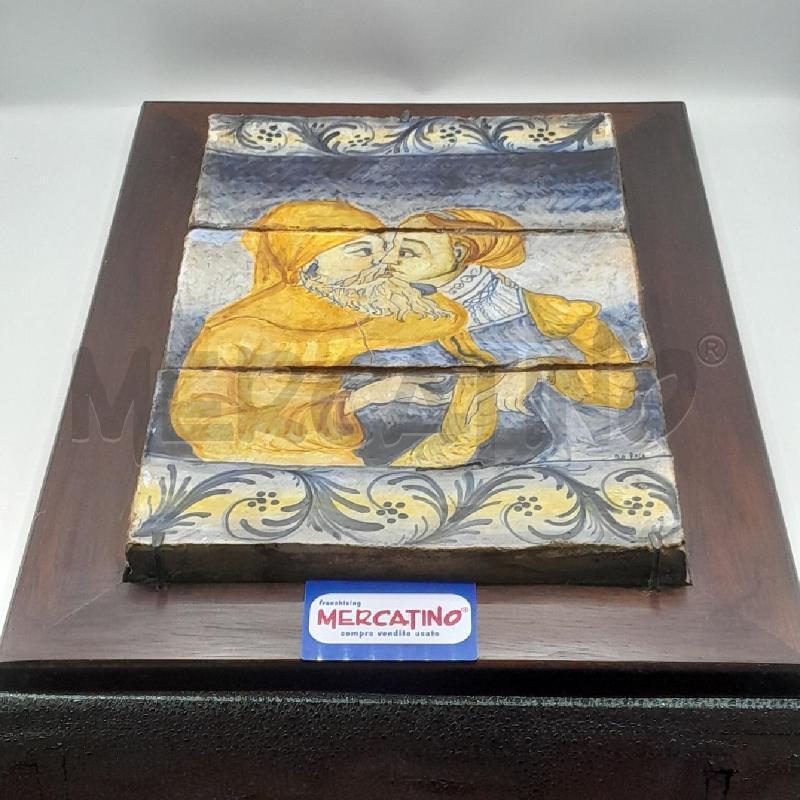 QUADRO MATTONELLE DERUTA COPPIA AMANTI CM 28 X 42 | Mercatino dell'Usato Torino san paolo 1