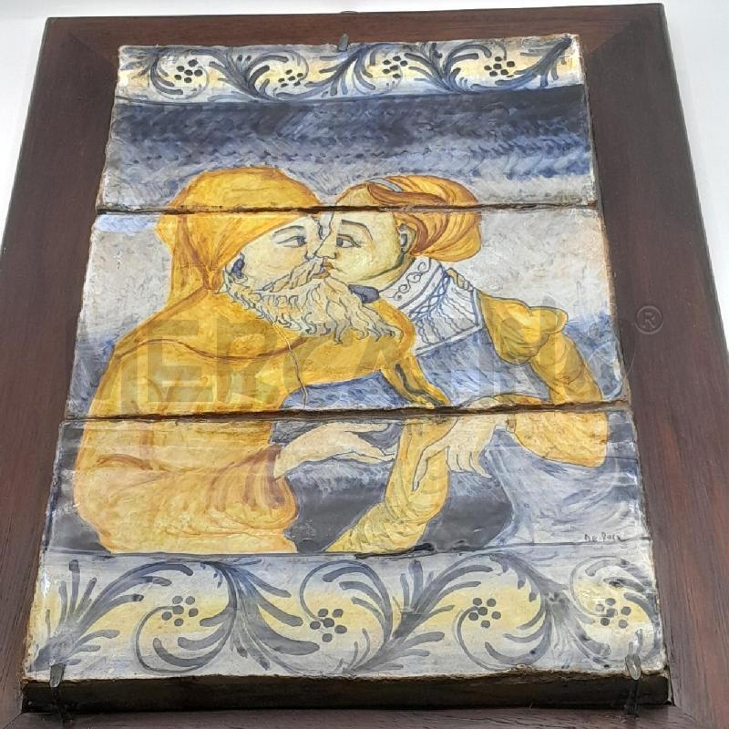 QUADRO MATTONELLE DERUTA COPPIA AMANTI CM 28 X 42 | Mercatino dell'Usato Torino san paolo 2
