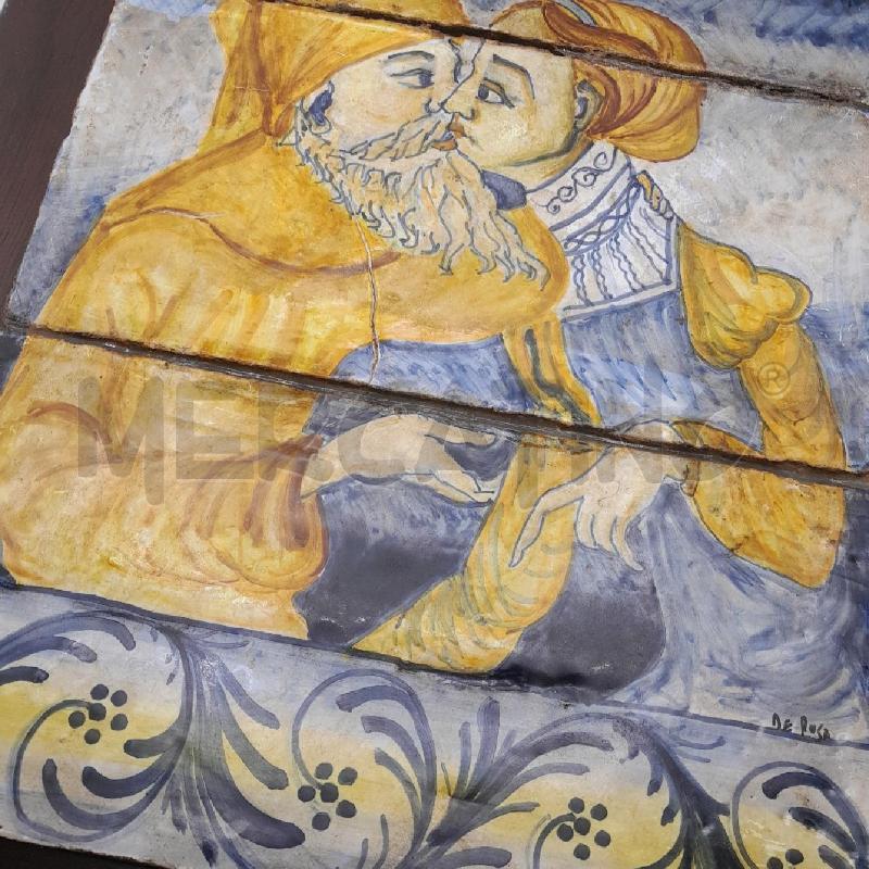 QUADRO MATTONELLE DERUTA COPPIA AMANTI CM 28 X 42 | Mercatino dell'Usato Torino san paolo 4