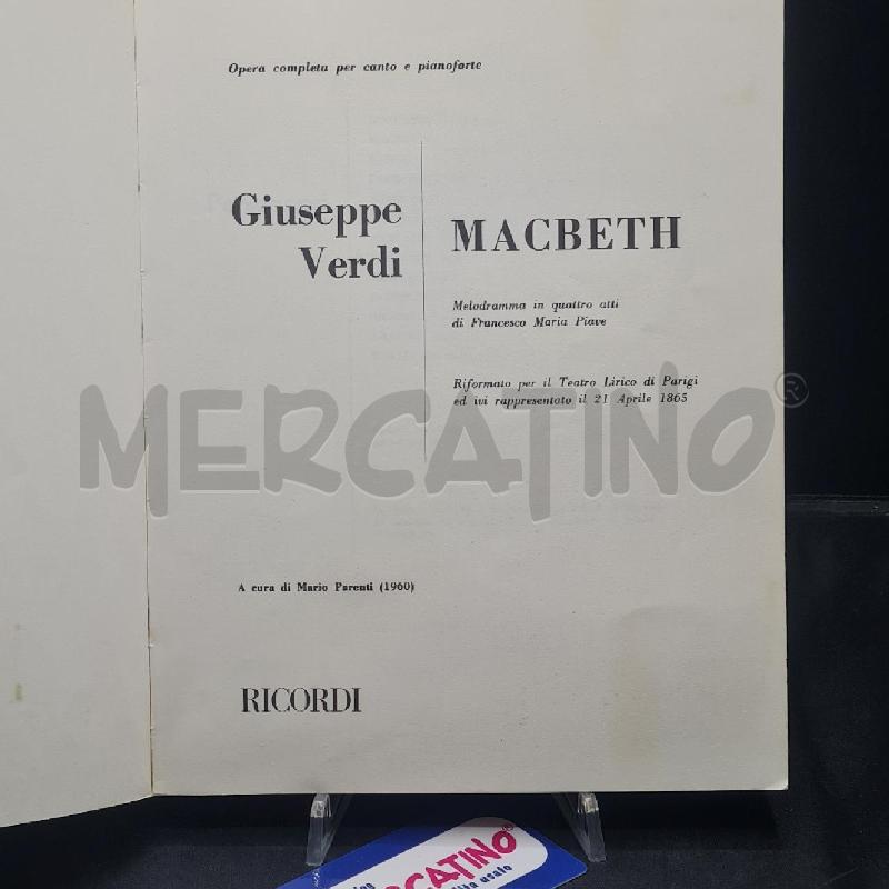 SPARTITO MCBETH RCORDI  | Mercatino dell'Usato Torino san paolo 2