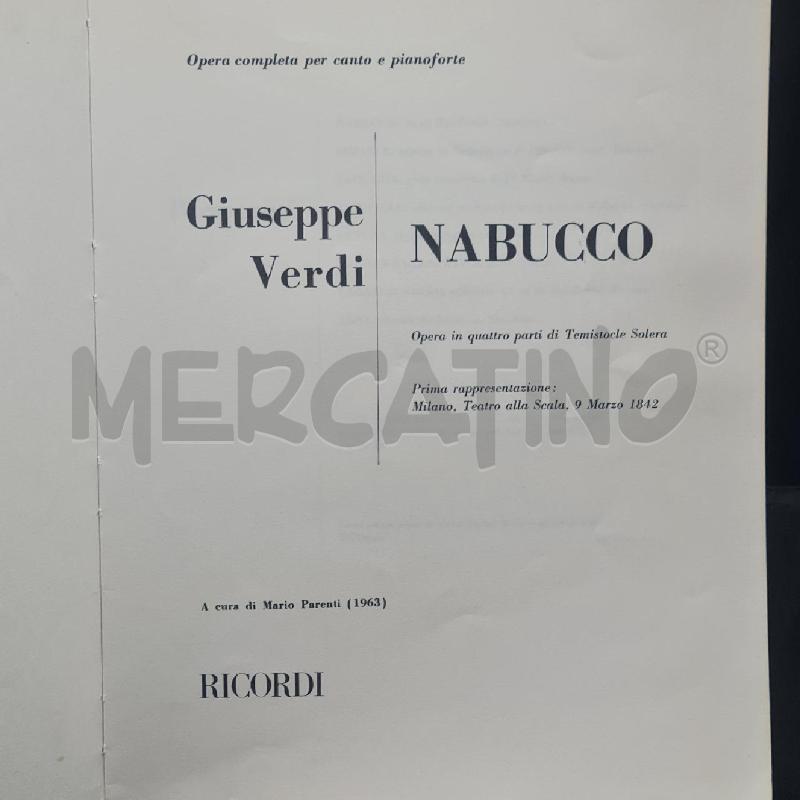 SPARTITO NABUCCO RICORDI  | Mercatino dell'Usato Torino san paolo 2