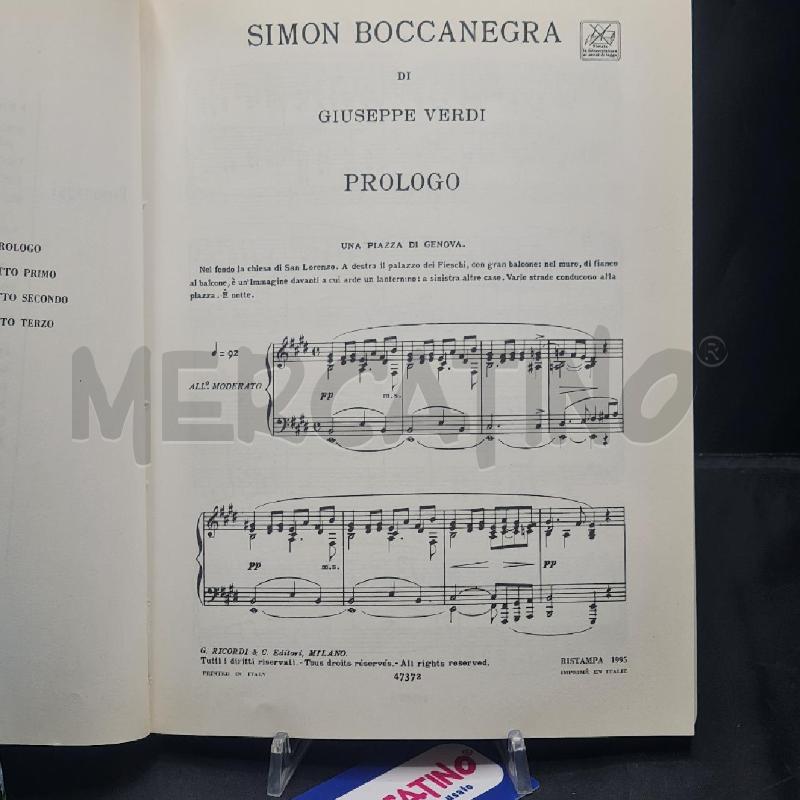 SPARTITO SIMON BOCCANEGRA RICORDI  | Mercatino dell'Usato Torino san paolo 3