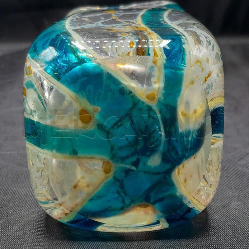 VASO MURANO STRISCE AZURRE GIALLE CM 6 X 13 | Mercatino dell'Usato Torino san paolo 5