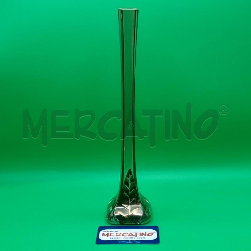 VASO STRETTO VETRO FUME FOGLIA SILVER  | Mercatino dell'Usato Torino san paolo 1