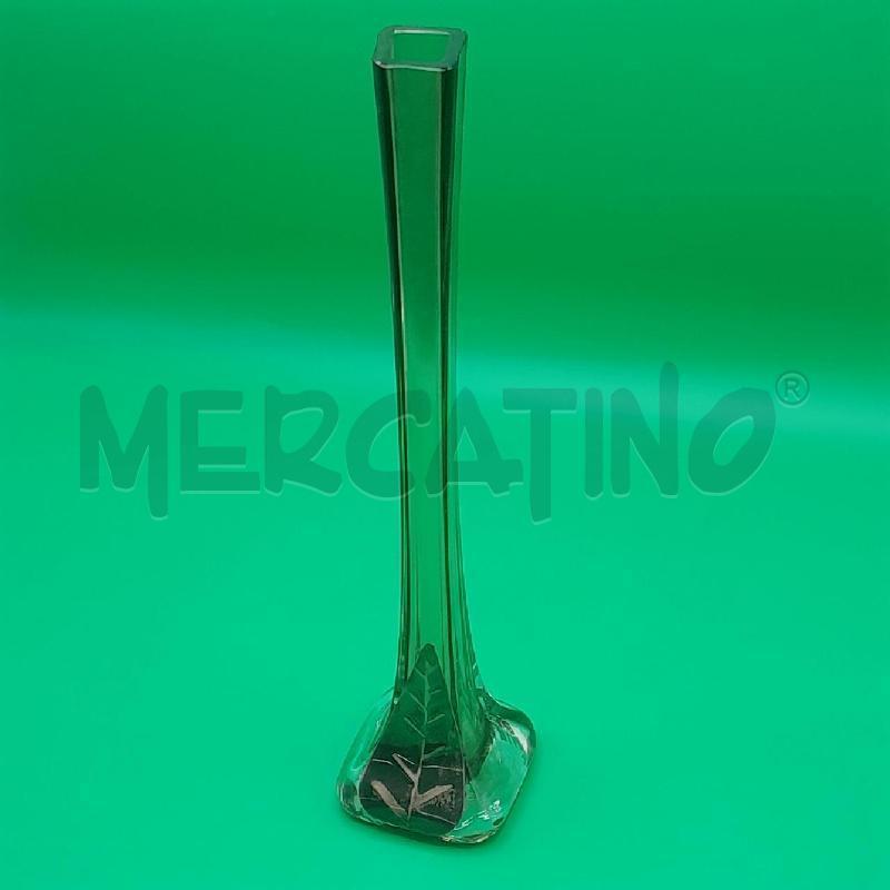 VASO STRETTO VETRO FUME FOGLIA SILVER  | Mercatino dell'Usato Torino san paolo 2