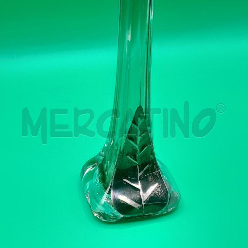 VASO STRETTO VETRO FUME FOGLIA SILVER  | Mercatino dell'Usato Torino san paolo 3