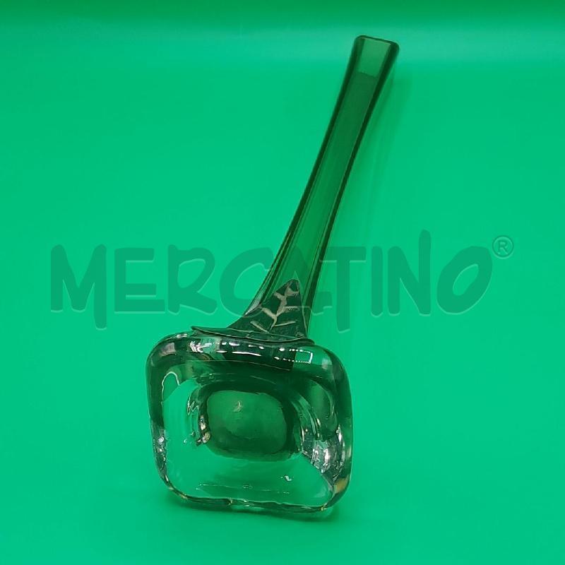 VASO STRETTO VETRO FUME FOGLIA SILVER  | Mercatino dell'Usato Torino san paolo 4