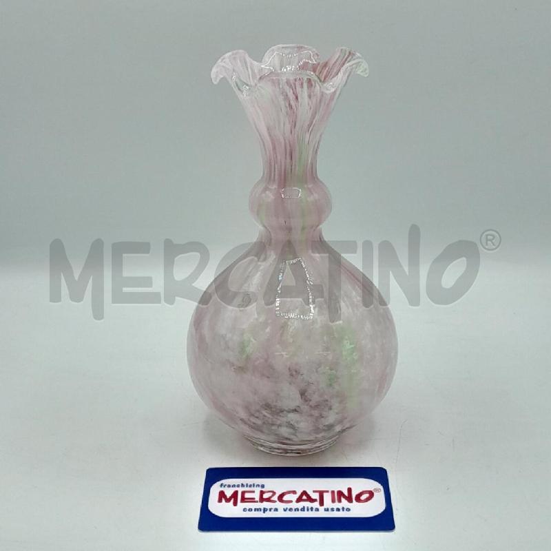 VASO VETRO MURANO ROSA SUMATURE VERDI  | Mercatino dell'Usato Torino san paolo 1