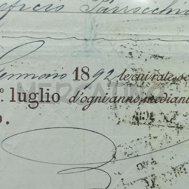 CERTIFICATO DEBITO PUBBLICO DEL REGNO D' ITALIA 1892 | Mercatino dell'Usato Torino tommaso grossi 4
