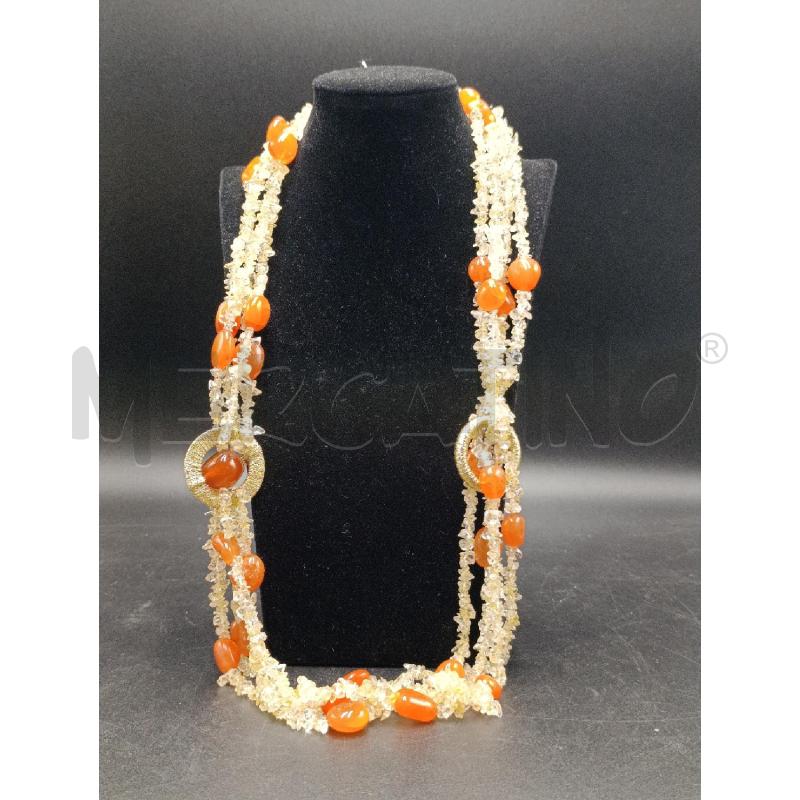 COLLANA  CON PIETRE ARANCIONI E PIETRA DI LUNA | Mercatino dell'Usato Torino nizza 1