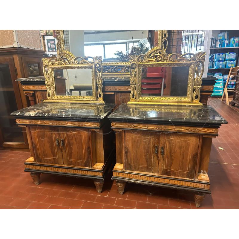 COMO' + COMODINI STILE NAPOLEONE III MARMO NERO E SPECCHIO | Mercatino dell'Usato Torino nizza 3