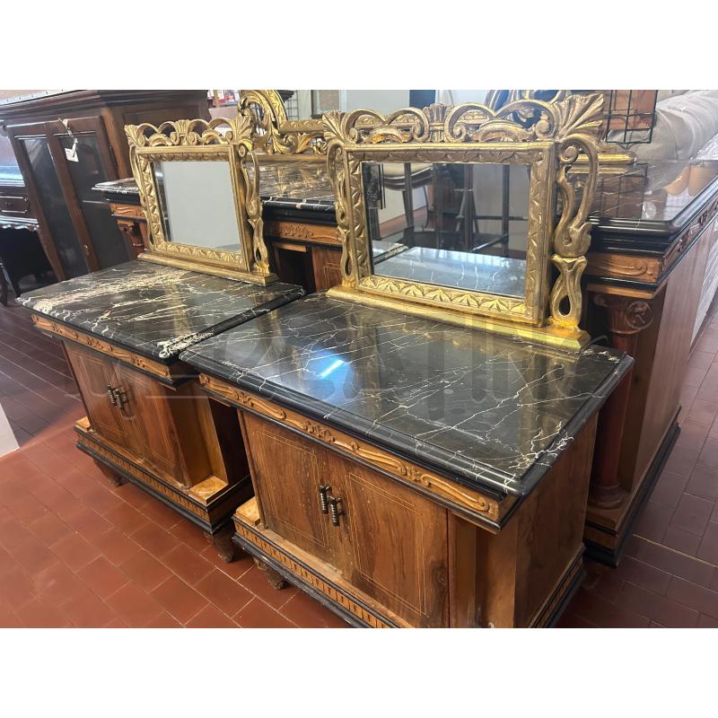 COMO' + COMODINI STILE NAPOLEONE III MARMO NERO E SPECCHIO | Mercatino dell'Usato Torino nizza 4